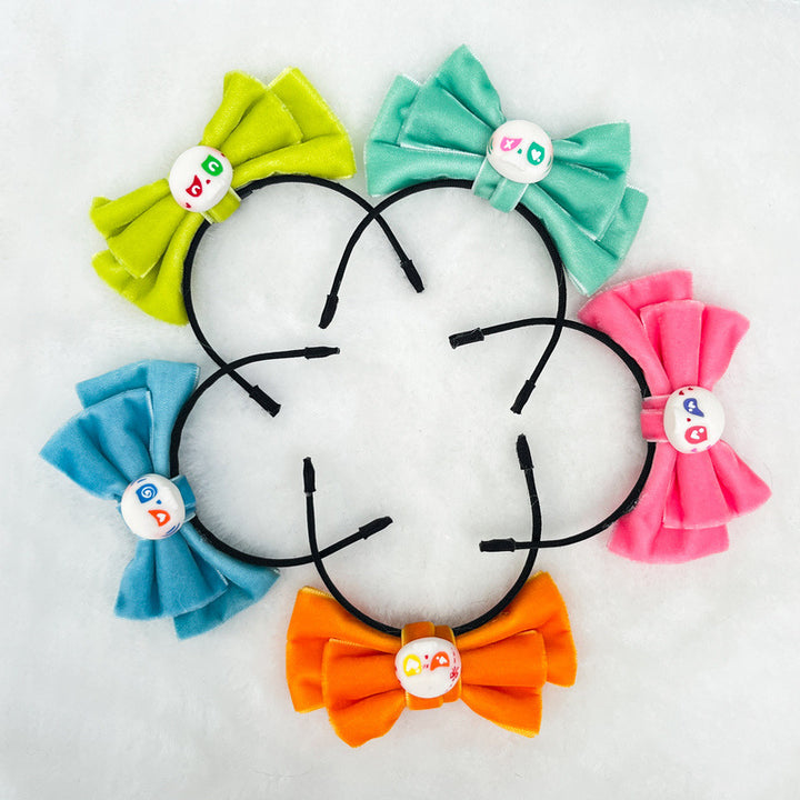 Handmade Velvet Bow Headband with tycoco head for labubu