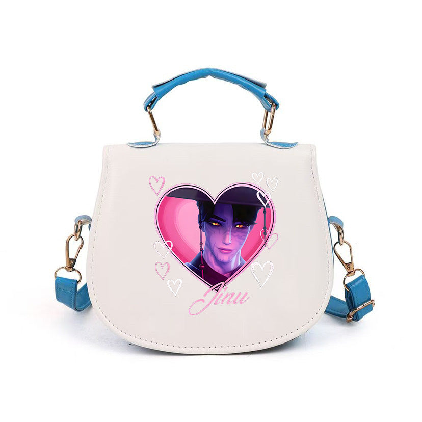 Kpop Demon Hunter small PU handbag shoulder bag-blue