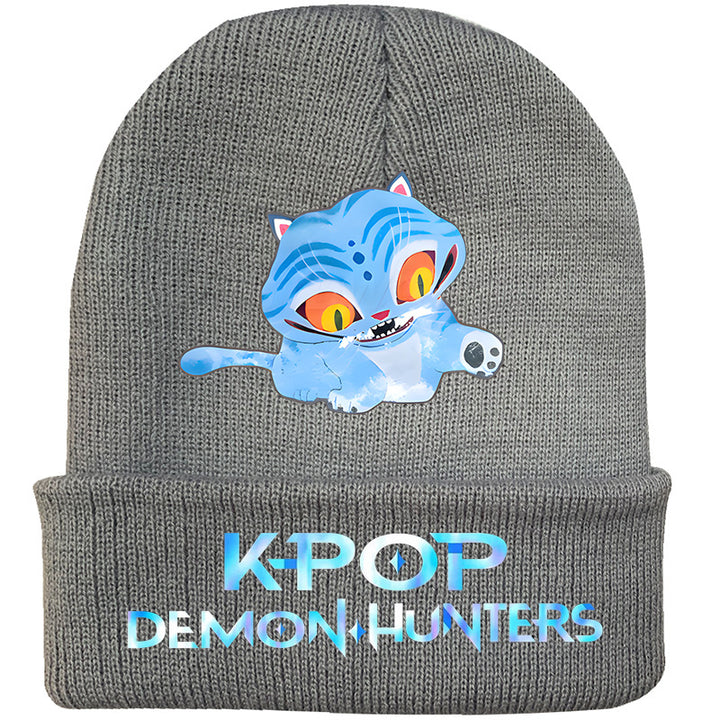 Kpop Demon Hunters knitted beanie hat-gray