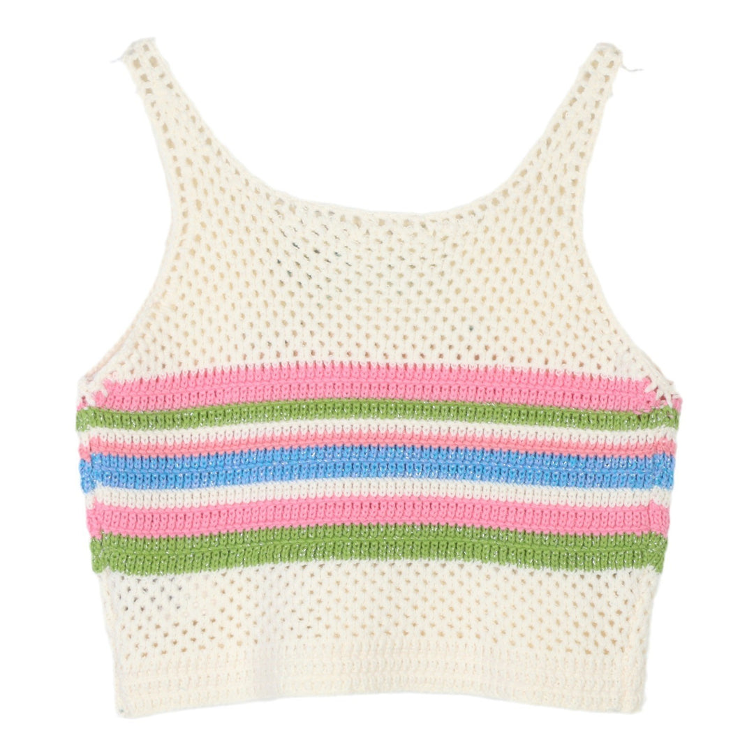 Hand-crocheted knitted Bow contrast color vest