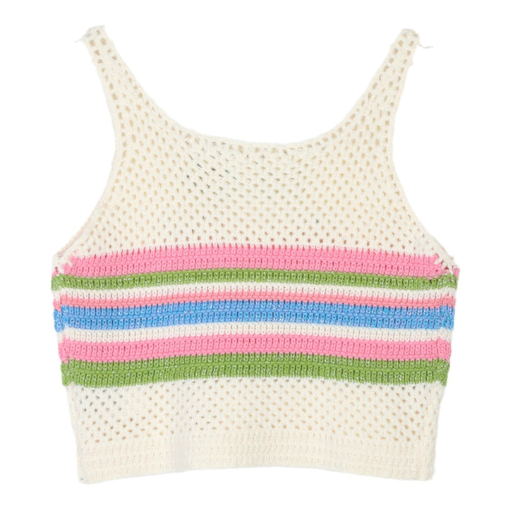 Hand-crocheted knitted Bow contrast color vest