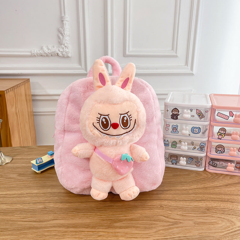 Cartoon labubu furry backpack children's plush backpack