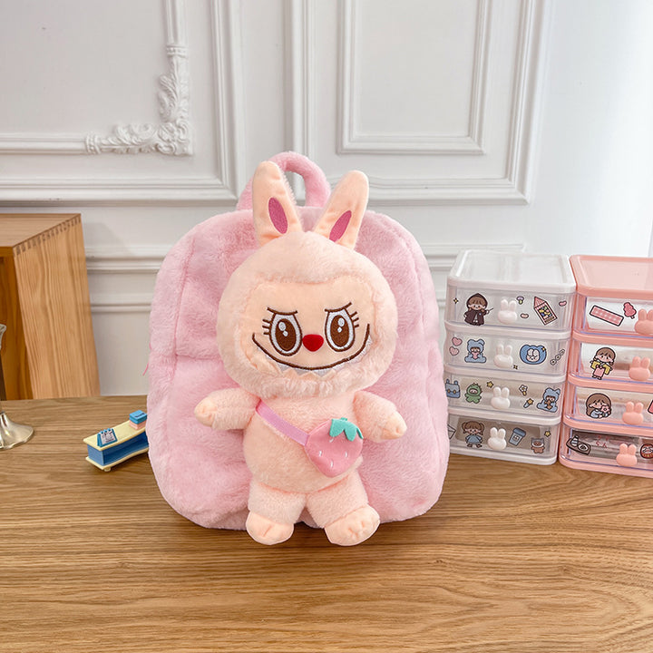 Cartoon labubu furry backpack children's plush backpack