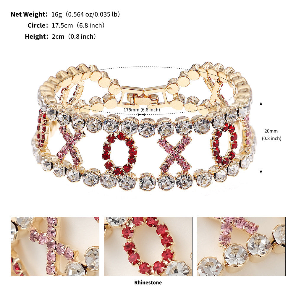 Valentine's Day heart-shaped hollow layered bracelet for women.