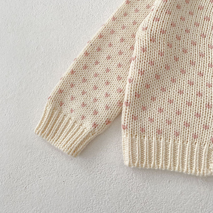 Baby Girl Sweet Love Jacquard Knitted Cardigan