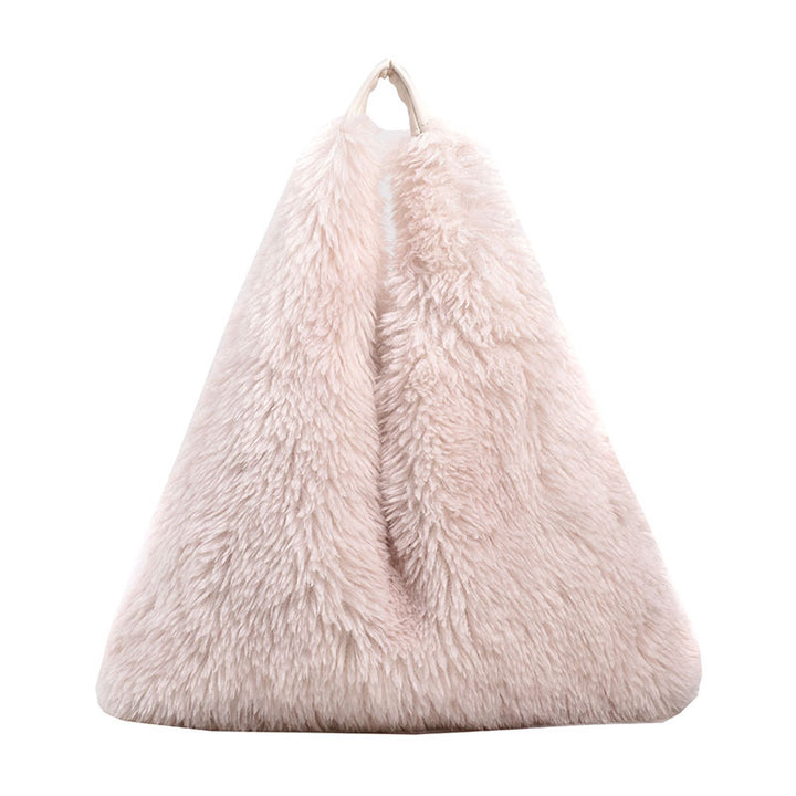 Large capacity plush bag solid color furry shoulder bag