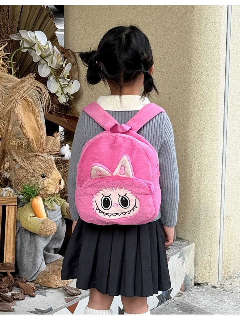 Cartoon labubu furry backpack children's plush backpack