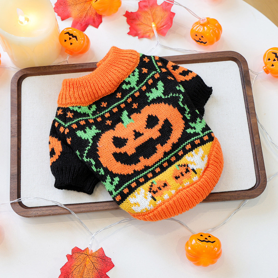 Halloween Pumpkin knitted sweater for pet
