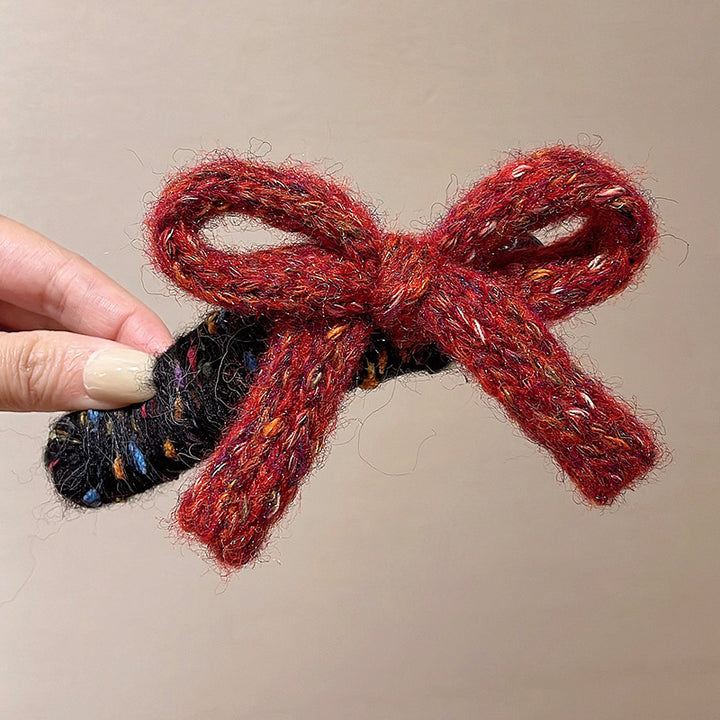 Handmade knitted bow duckbill hair clip