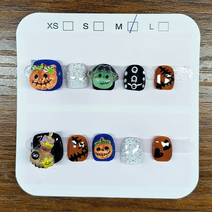 Halloween cute pumpkin ghost press-on nails