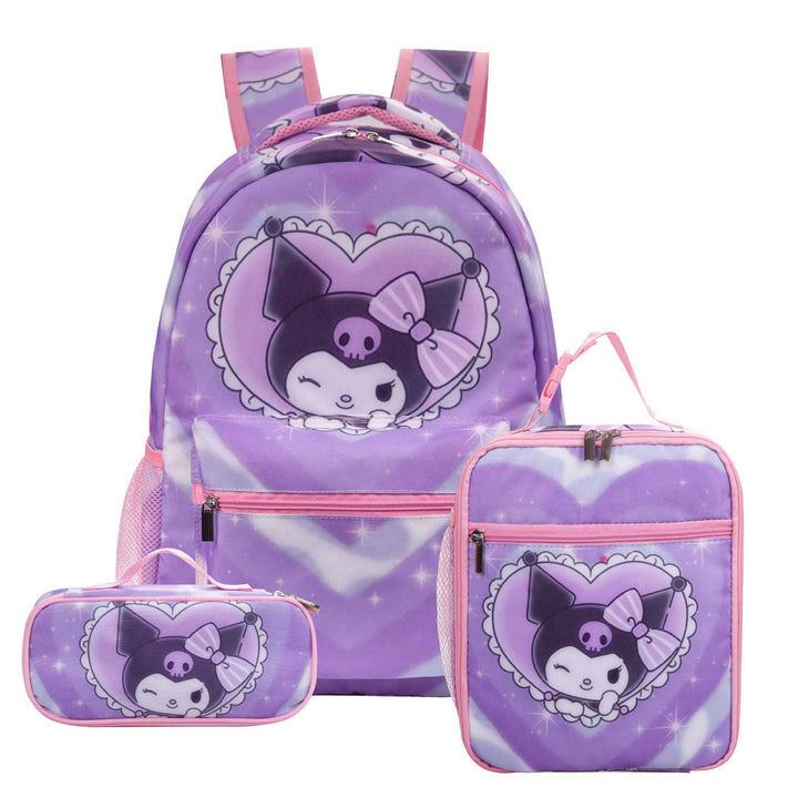 Stitch printed school backpack with lunch bag pencil bag