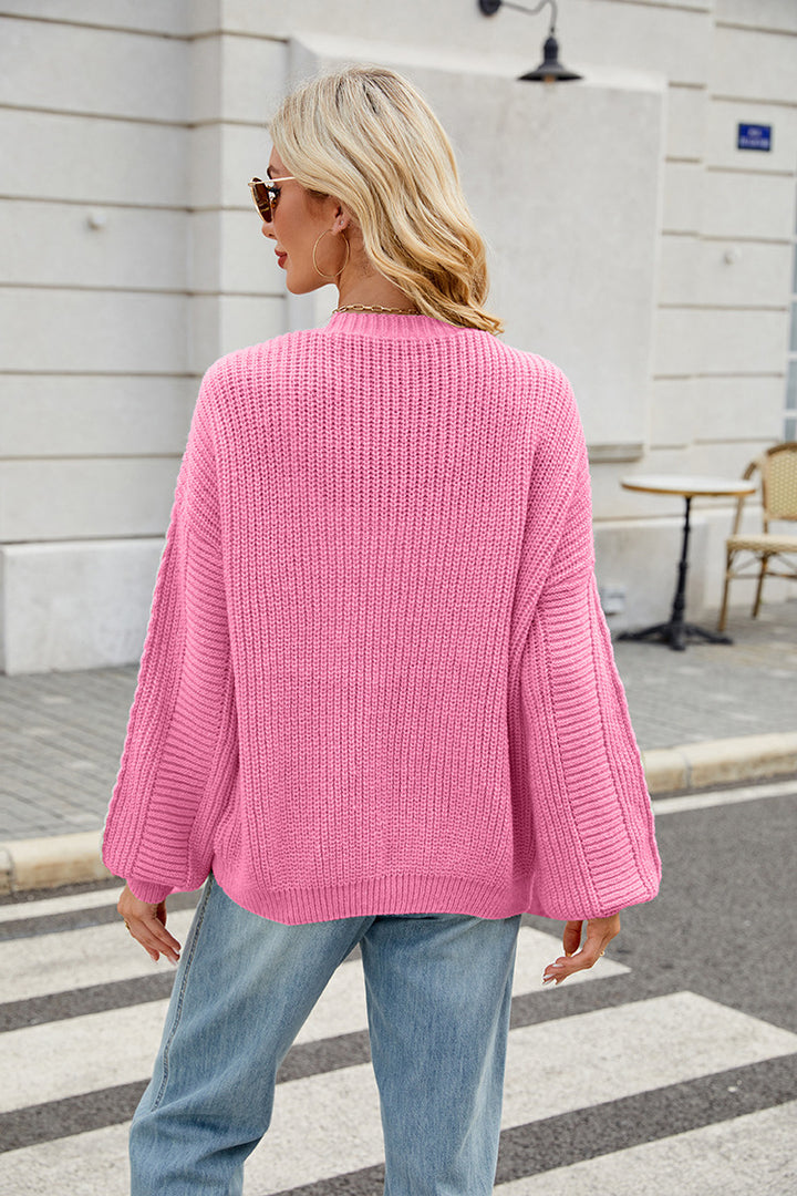V-neck loose cozy knitted sweater cardigan