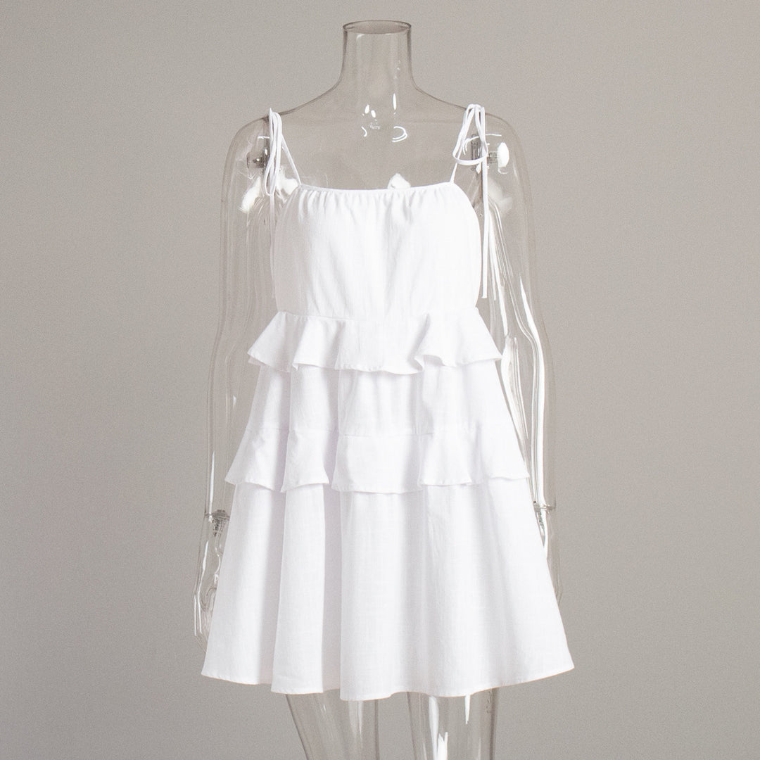 Summer layered backless cake skirt mini slip dress