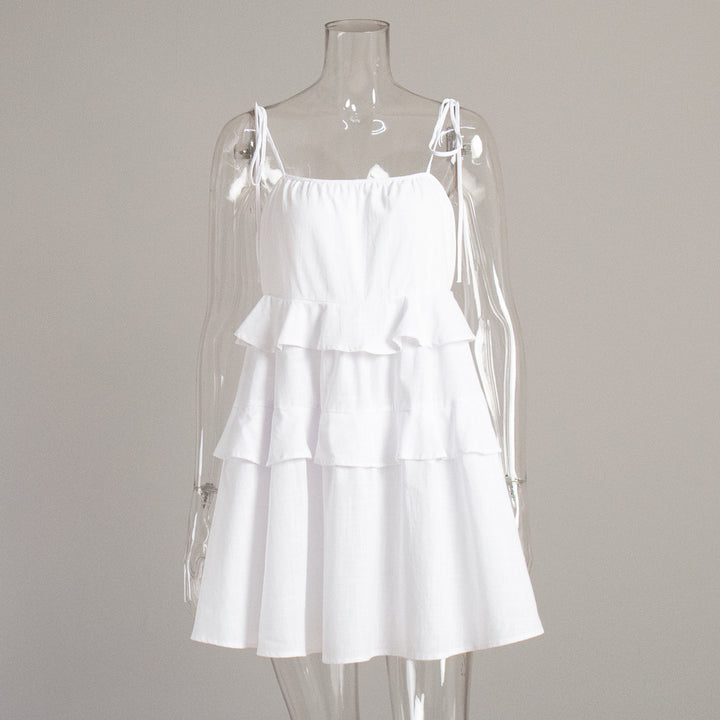 Summer layered backless cake skirt mini slip dress