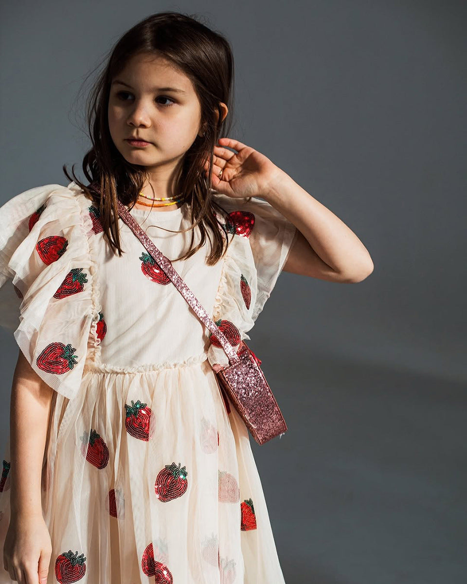 Strawberry sequin tutu dress for girls-preorder