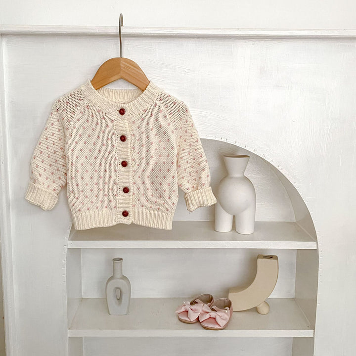 Baby Girl Sweet Love Jacquard Knitted Cardigan