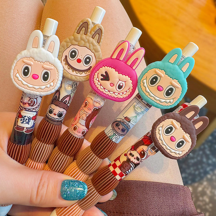 Cartoon cute push gel pen labubu ballpoint pen-5pcs set