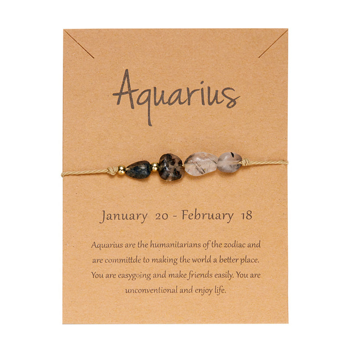 12 Zodiac Signs Natural Stone Hand-woven Bracelet