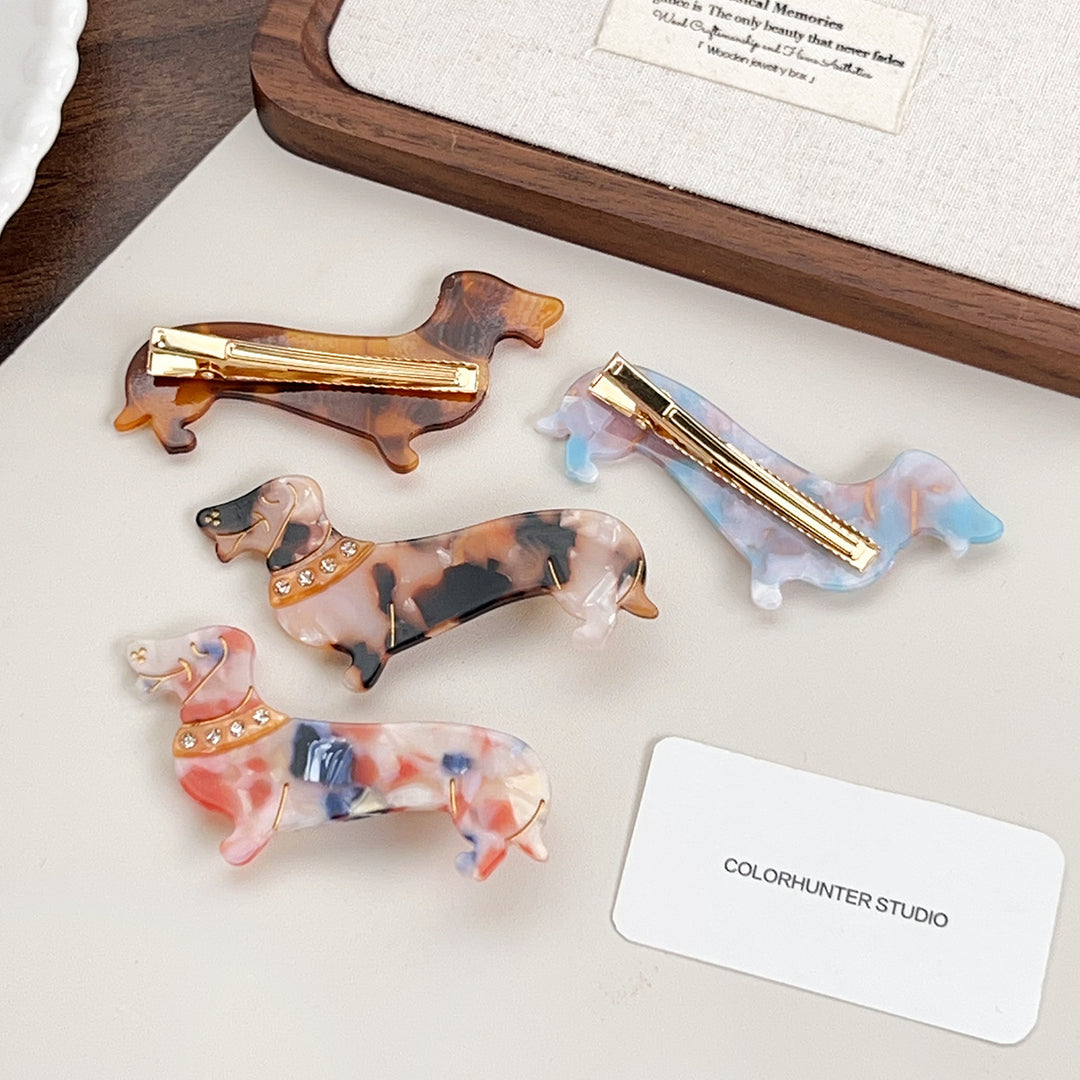 Cute cartoon dachshund hair claw clip Childish hair clip