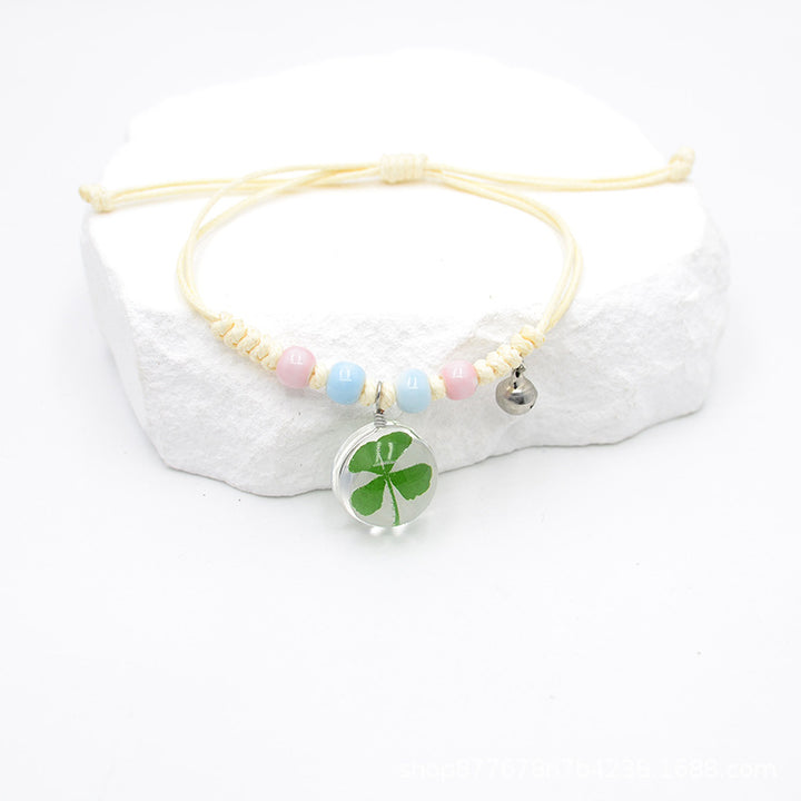 St. Patrick's Day braided beads clover bracelet