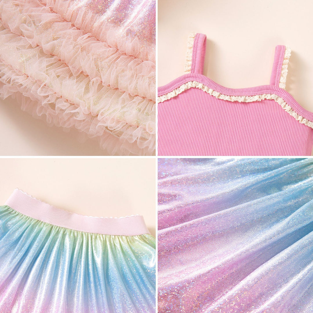 Baby Girl tank lace Top&Rainbow Skirt Set