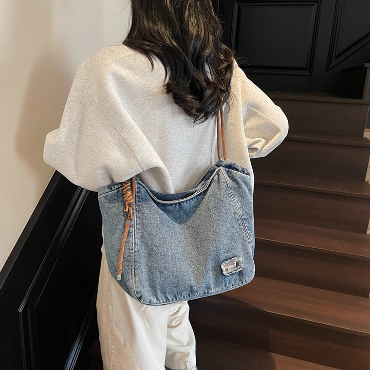 Large capacity denim tote bag shoulder bag