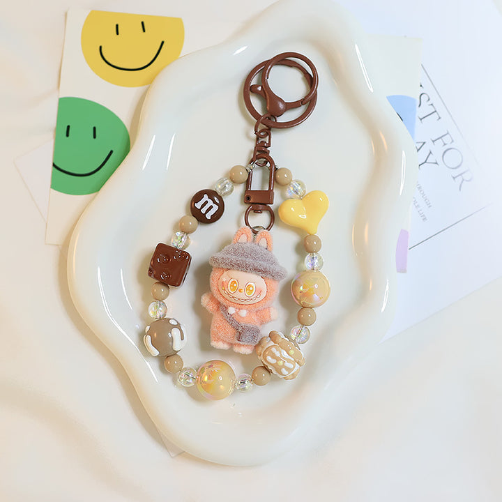 Flocking magic witches labubu Beaded keychain bag pendant gift