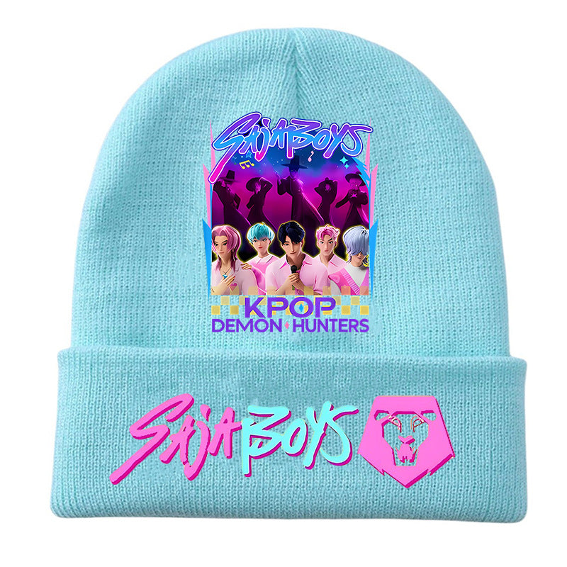 Kpop Demon Hunters knitted beanie hat-blue