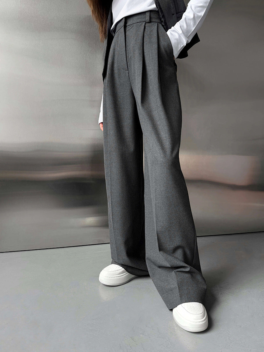 Drape wide-leg trousers versatile loose straight trousers