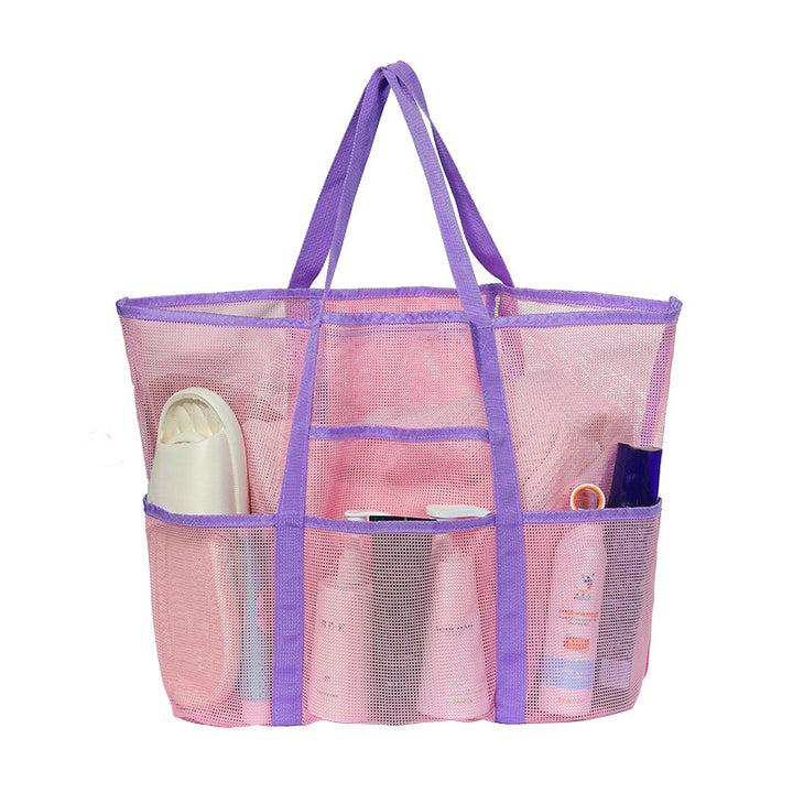 Contrast color mesh hollow beach bag