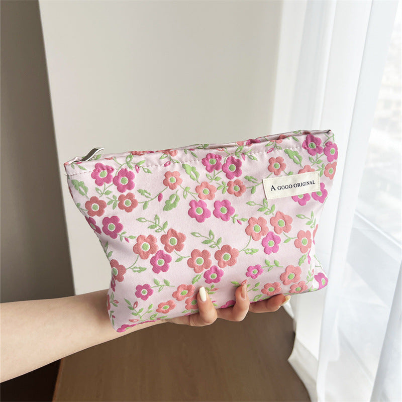 Flower Embroidered cosmetic bag travel storage bag