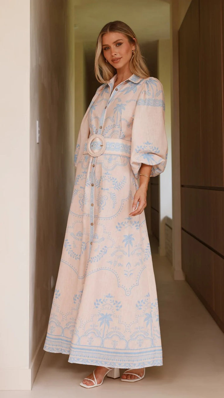 Women Floral Boho Long Sleeve Maxi Dress