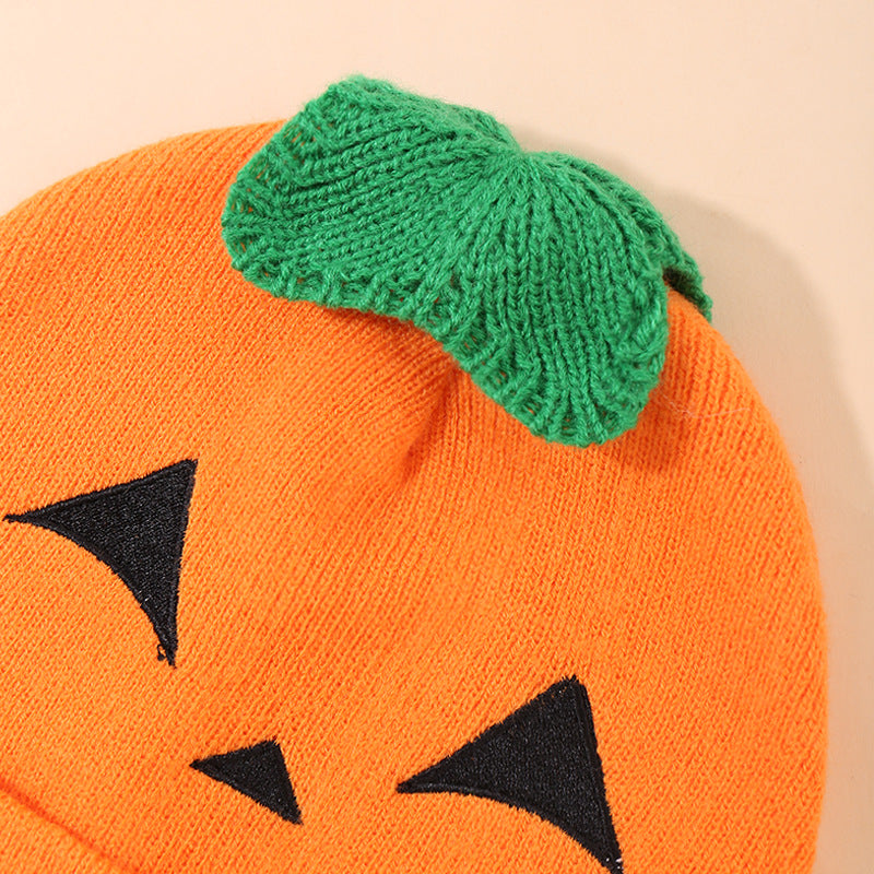 Halloween pumpkin knitted hat for Parent-child