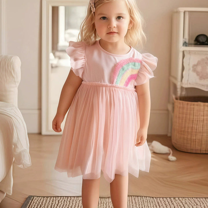 Girls Rainbow mesh princess dress