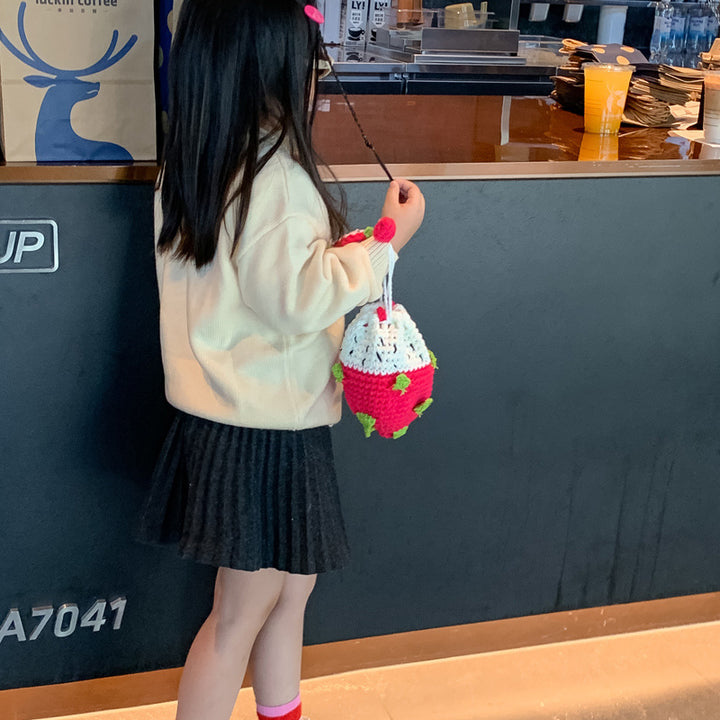 Handmade crochet Pitaya crossbody bag cute mini fruit handbag