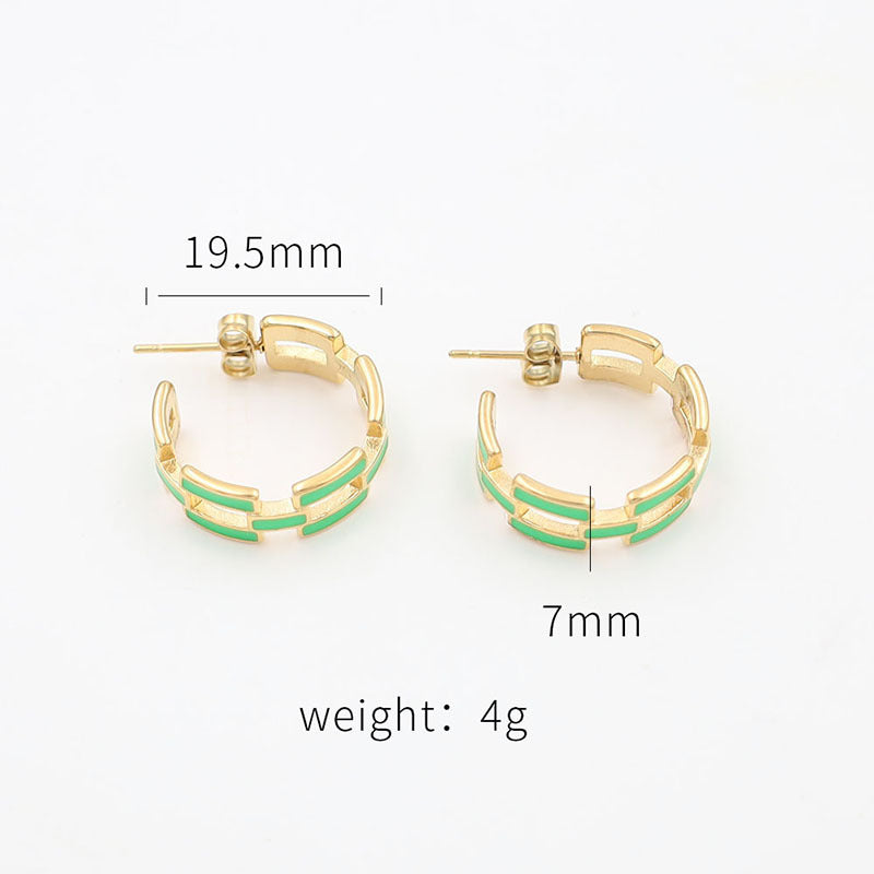 Hollow chain oil drop Hoops earrings