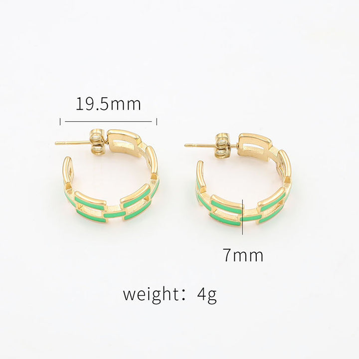 Hollow chain oil drop Hoops earrings
