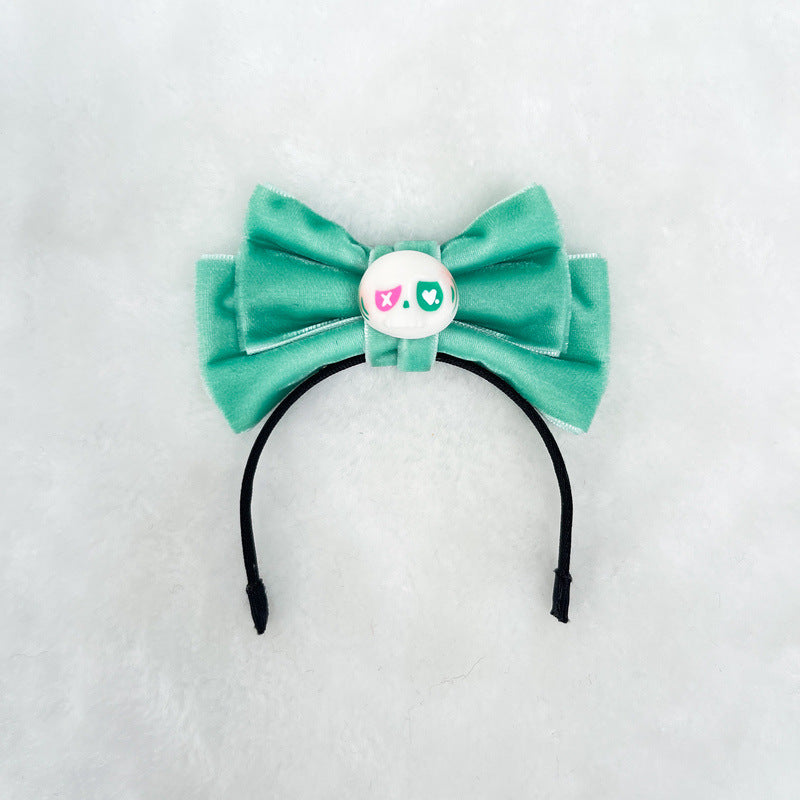 Handmade Velvet Bow Headband with tycoco head for labubu