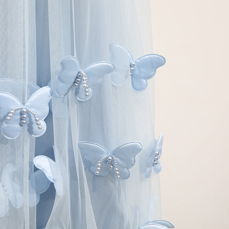 Sleeveless Bowknot Halter Neck 3D Butterfly Dress