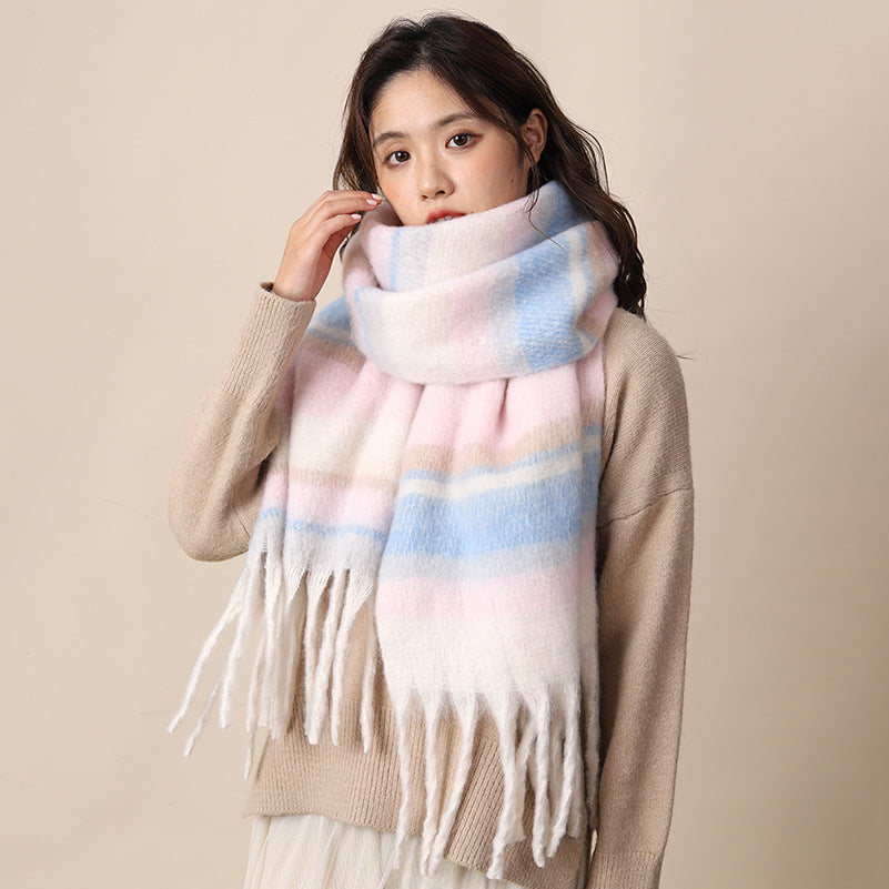 Solid color large warm scarf  windproof velvet shawl scarf