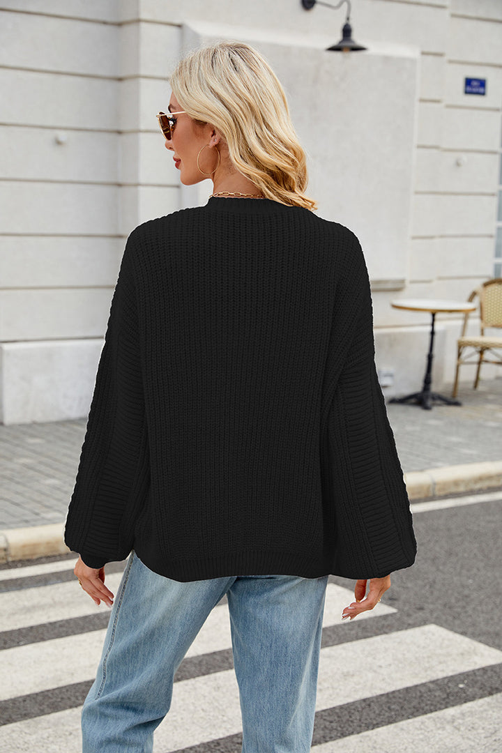V-neck loose cozy knitted sweater cardigan
