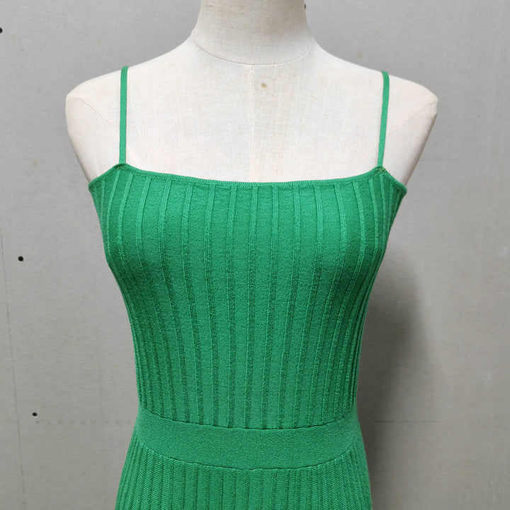 Knitted Slim Suspender Dress Seaside Pleated dress