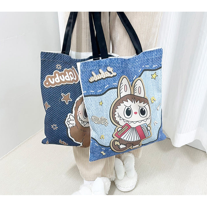 Labubu canvas shoulder bag large capacity tote bag