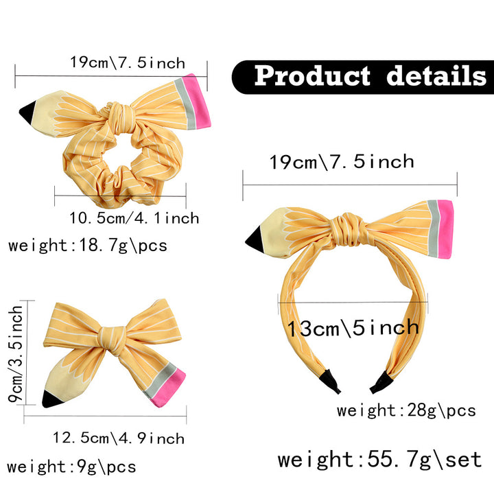 Back to school pencil bow hair accessories 3pcs set
