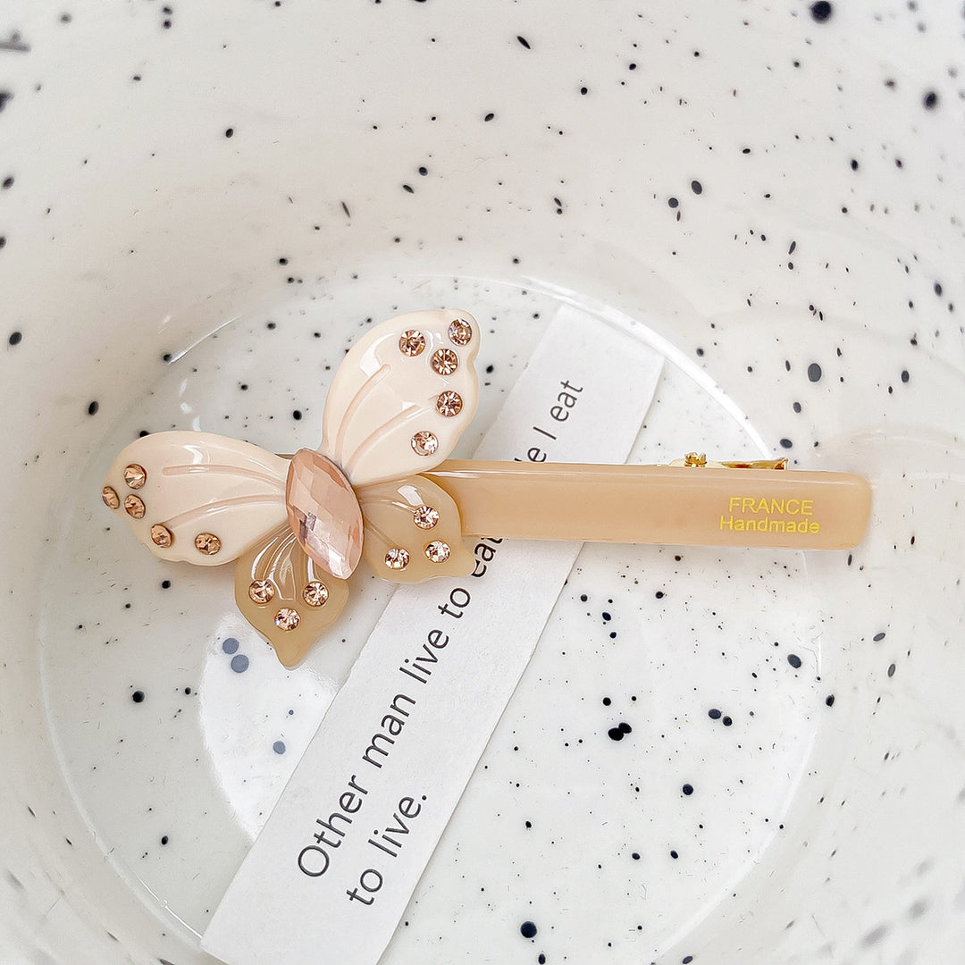 Diamond butterfly duckbill hair clip