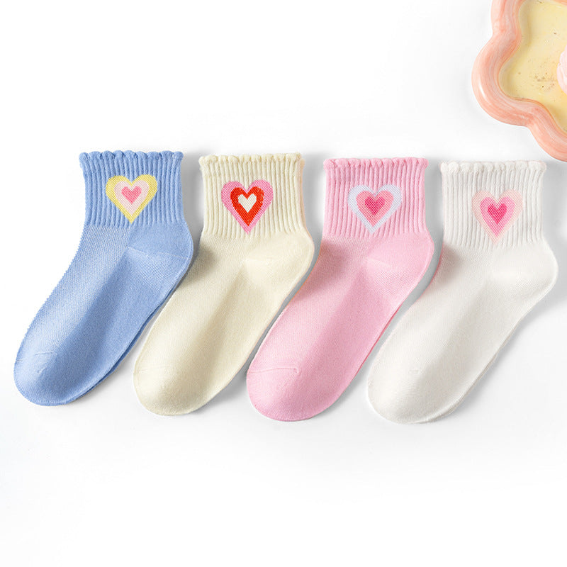 Colorful dopamine heart-pattern socks Valentine's socks
