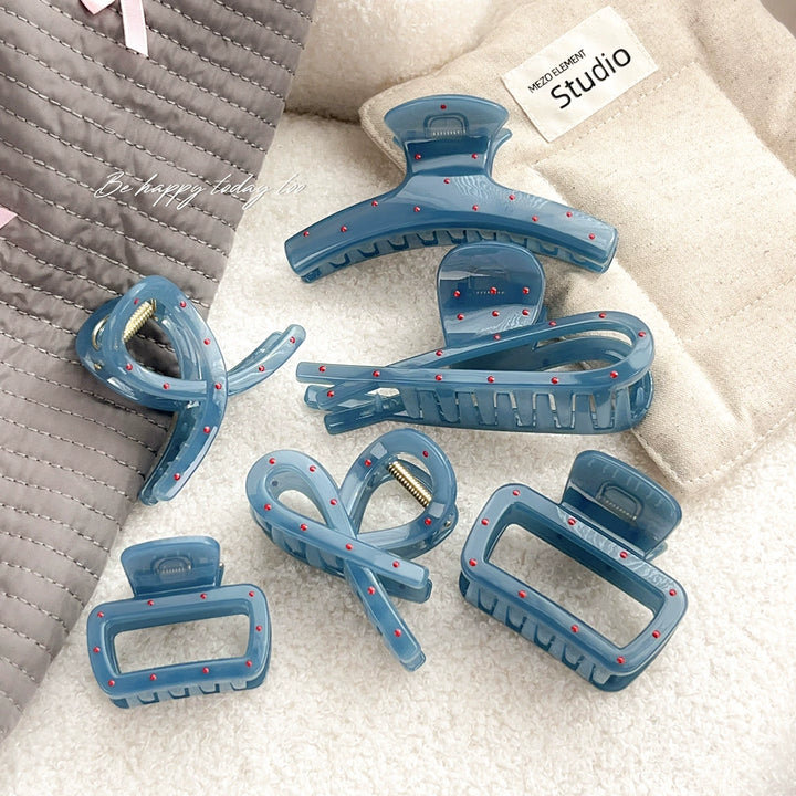 Polka dot mist blue hair clip geometric Claw clip