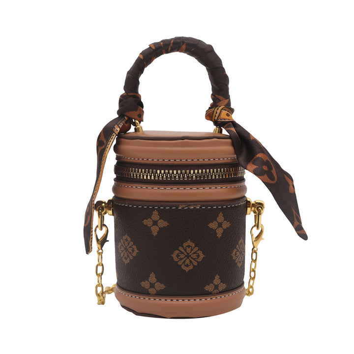 Mini silk scarf deco handbag chain crossbody bag