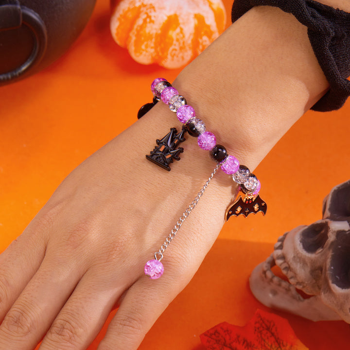 Halloween beaded pumpkin ghost layered bracelet