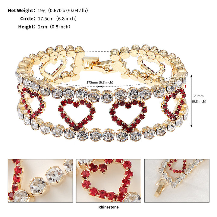 Valentine's Day heart-shaped hollow layered bracelet for women.